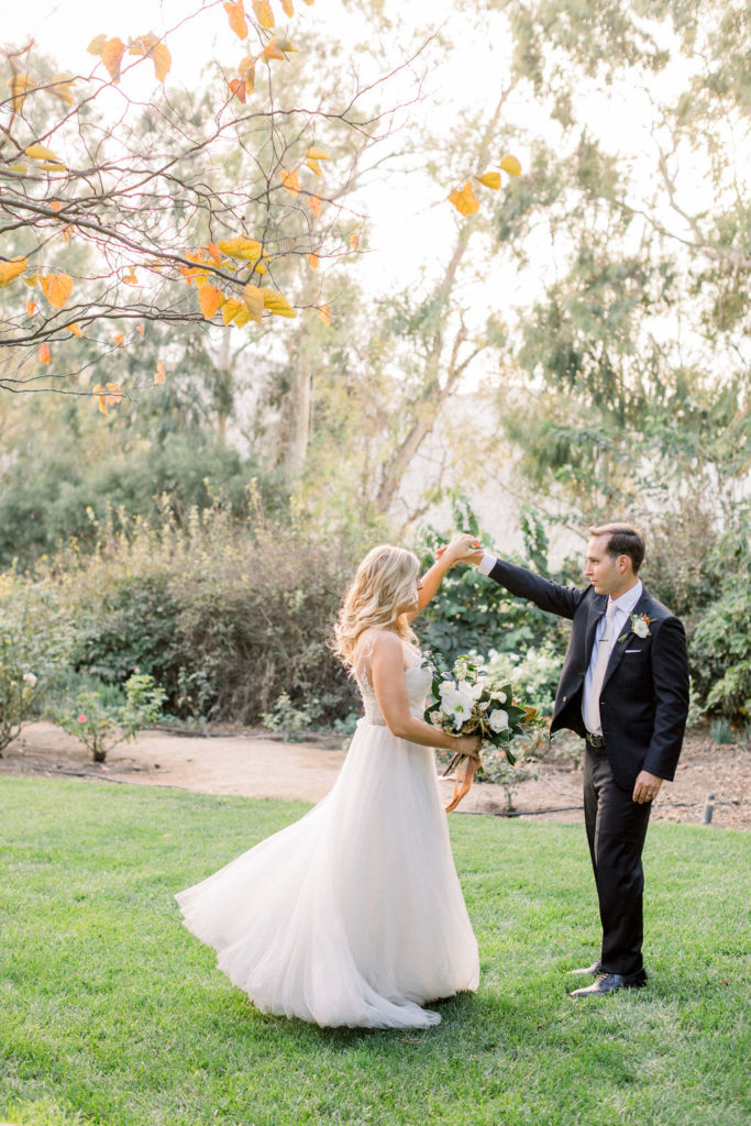 A Romantic Fall Wedding at Maravilla Gardens, bride and groom portrait shots