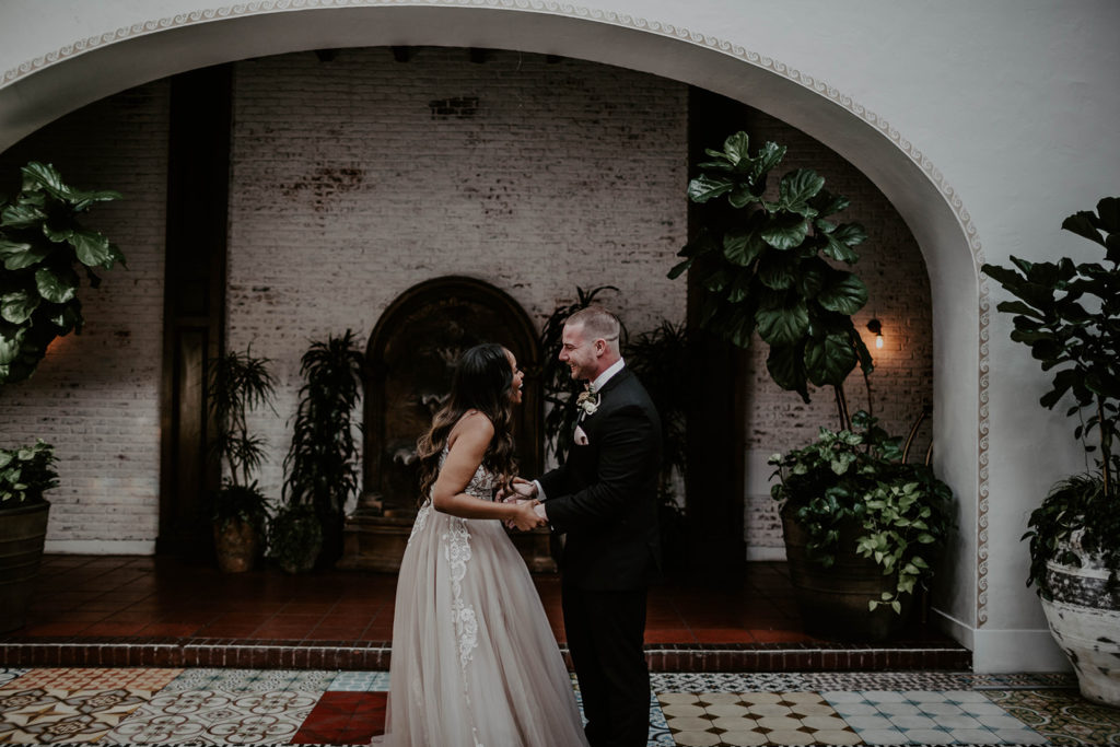 A romantic wedding at Ebell Long Beach, first look