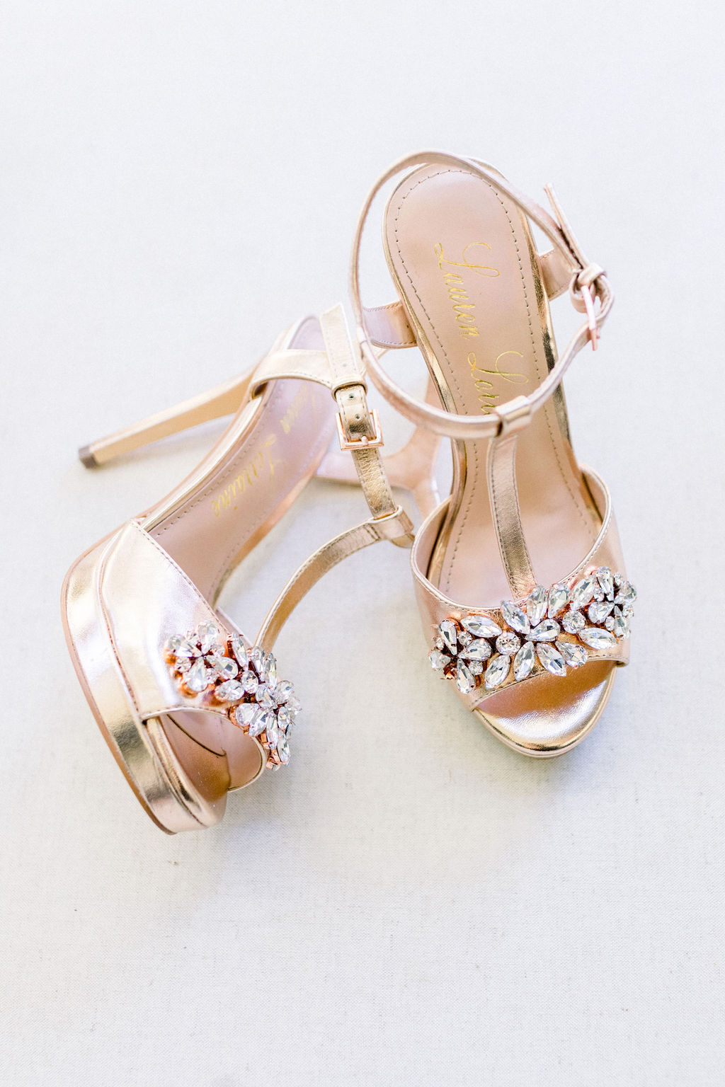 embellished gold bridal shoes