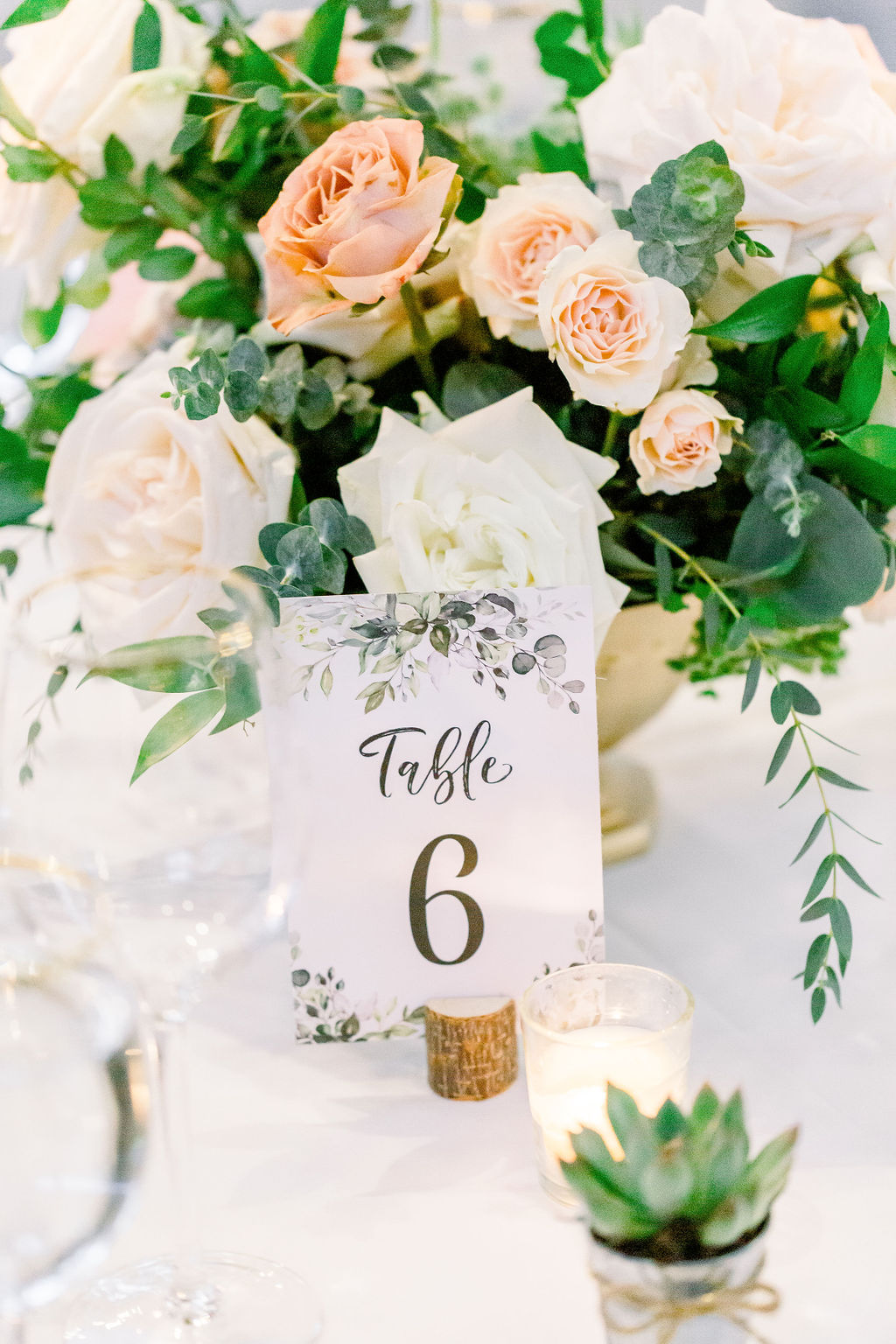 wedding table number in block of wood