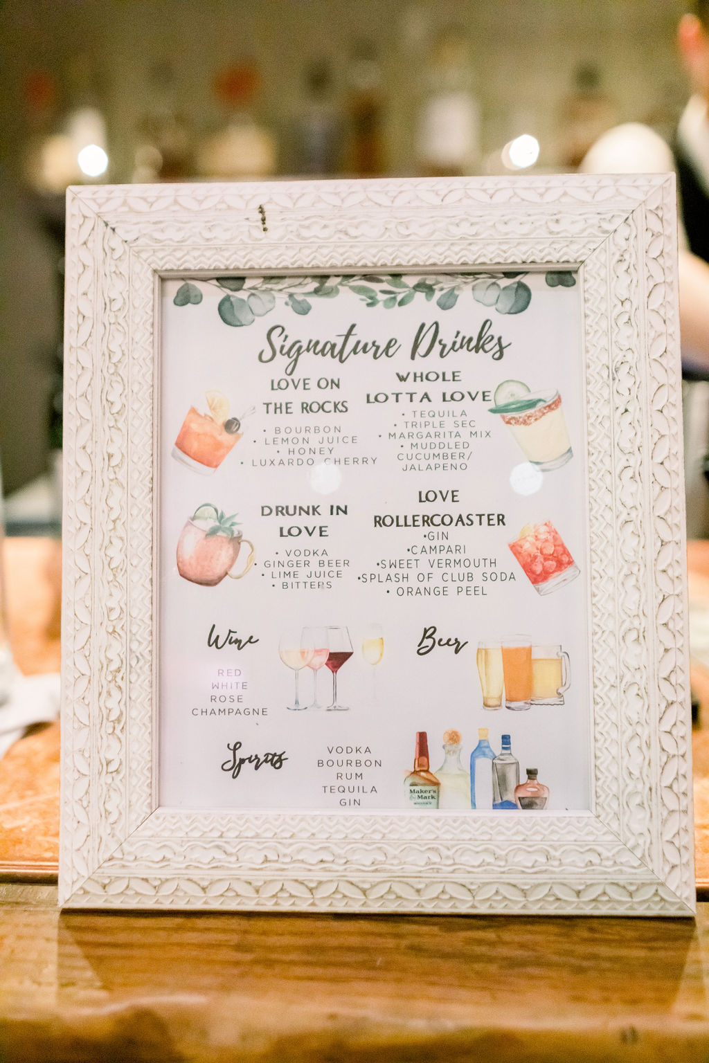 bar menu with illustrations 