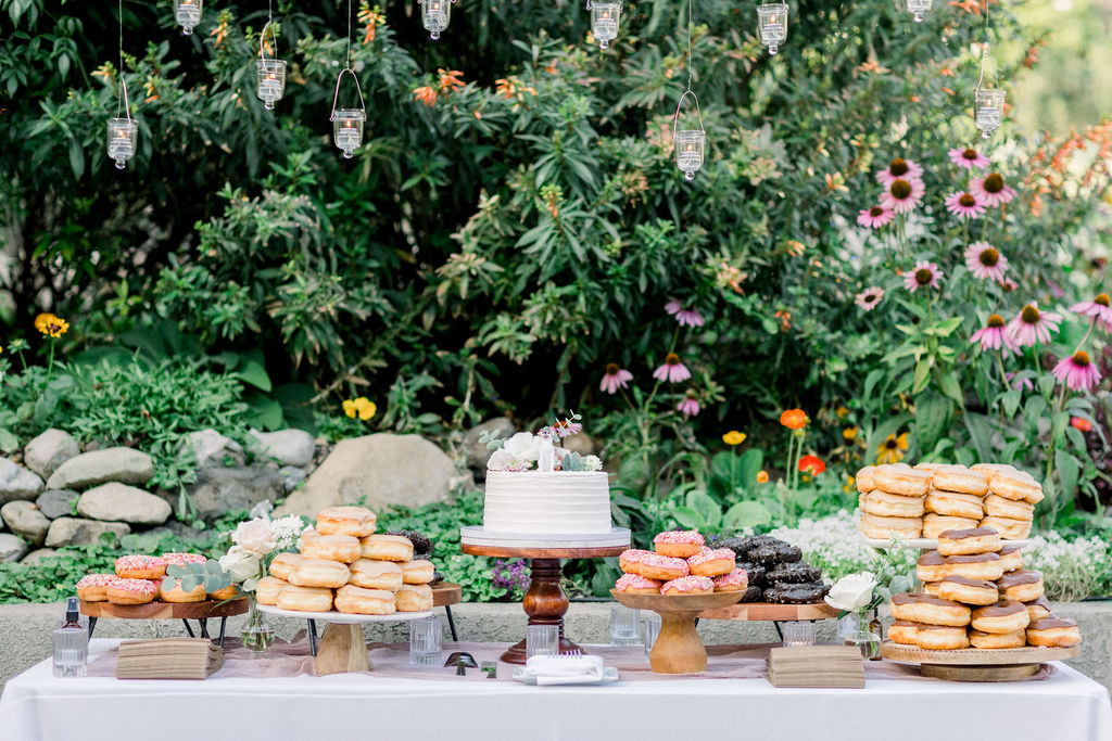 dessert table with donut display 