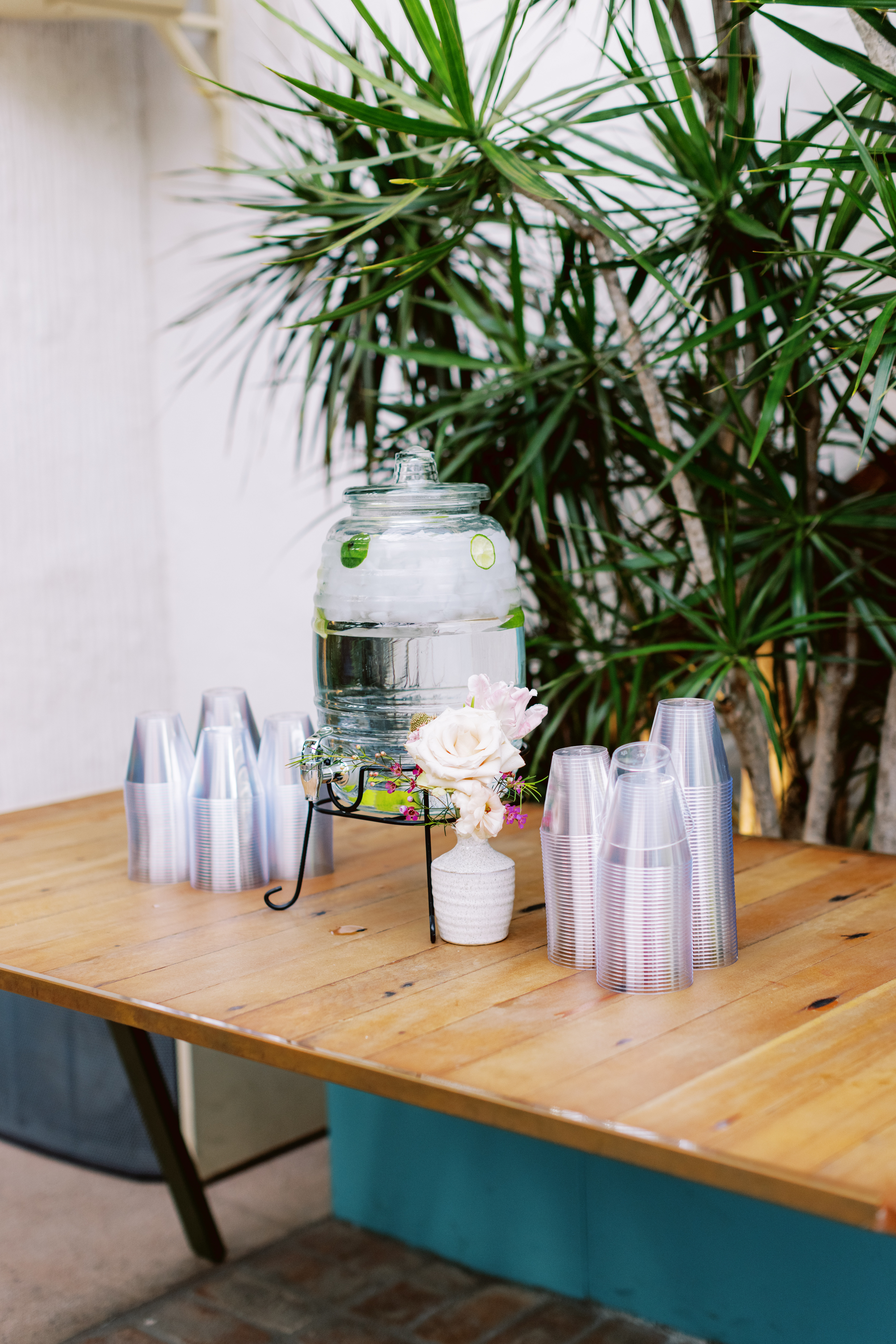 minimalist water station for guests