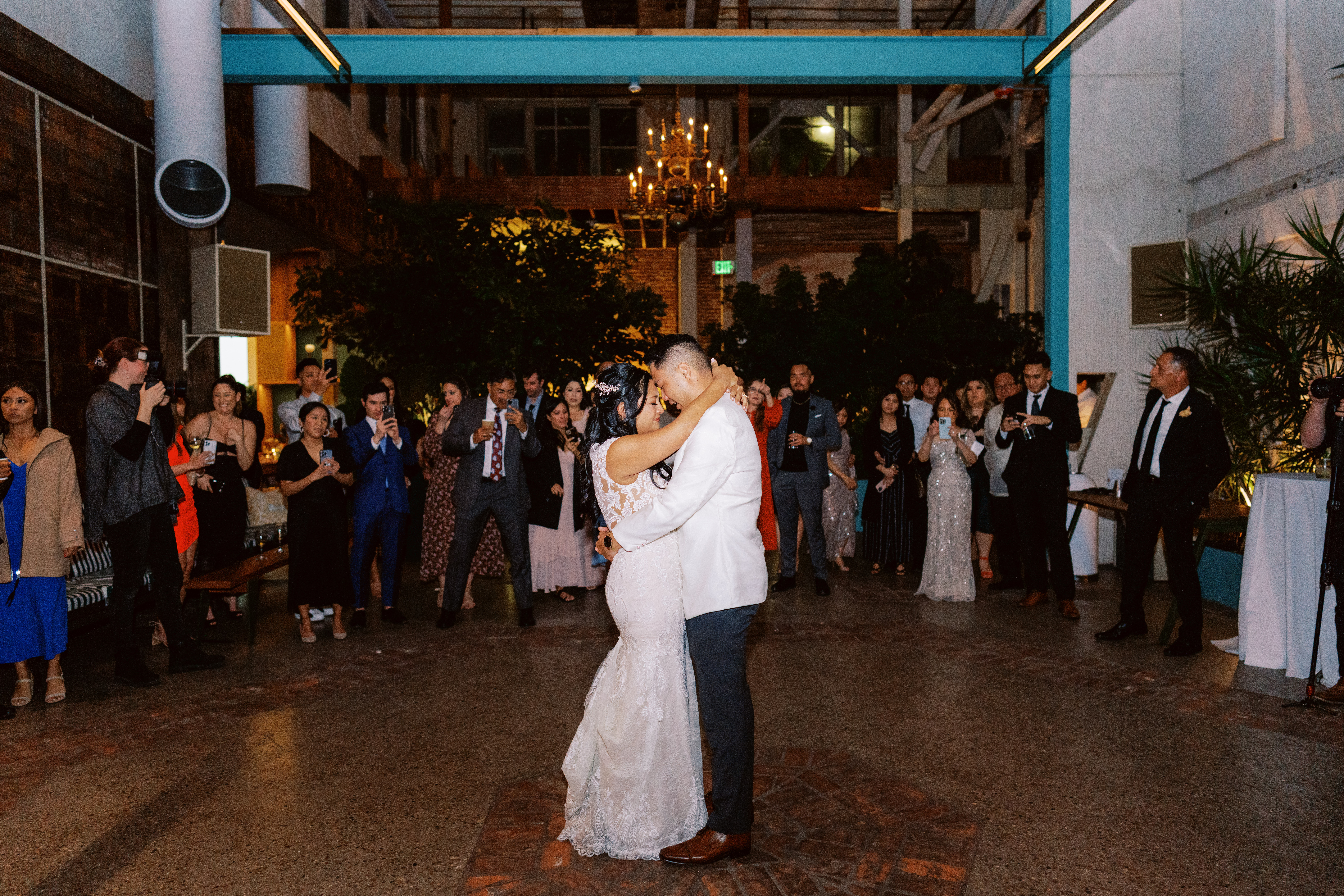 bride and groom first dance during wedding reception at The Valentine DTLA