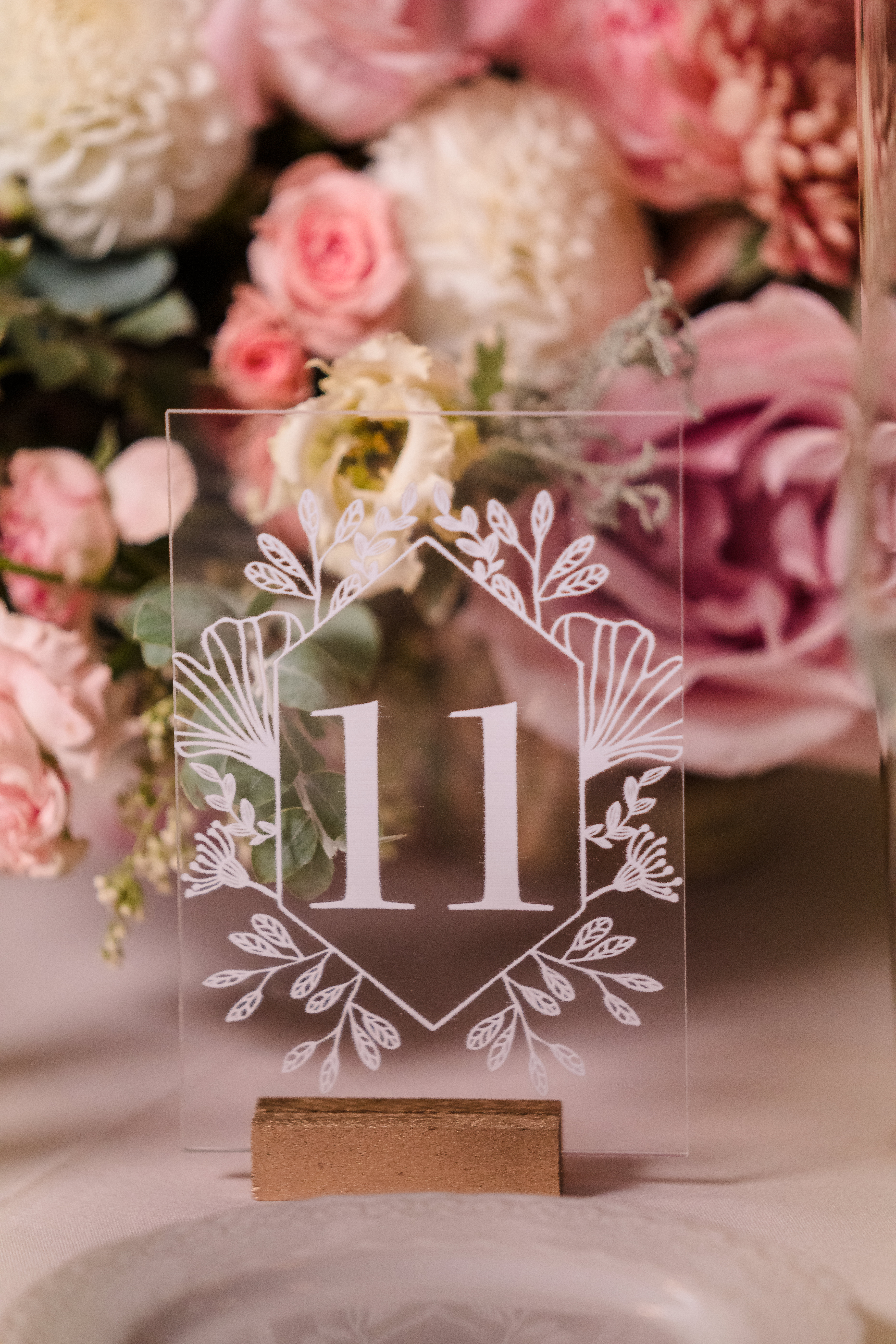 clear acrylic wedding reception table number sign