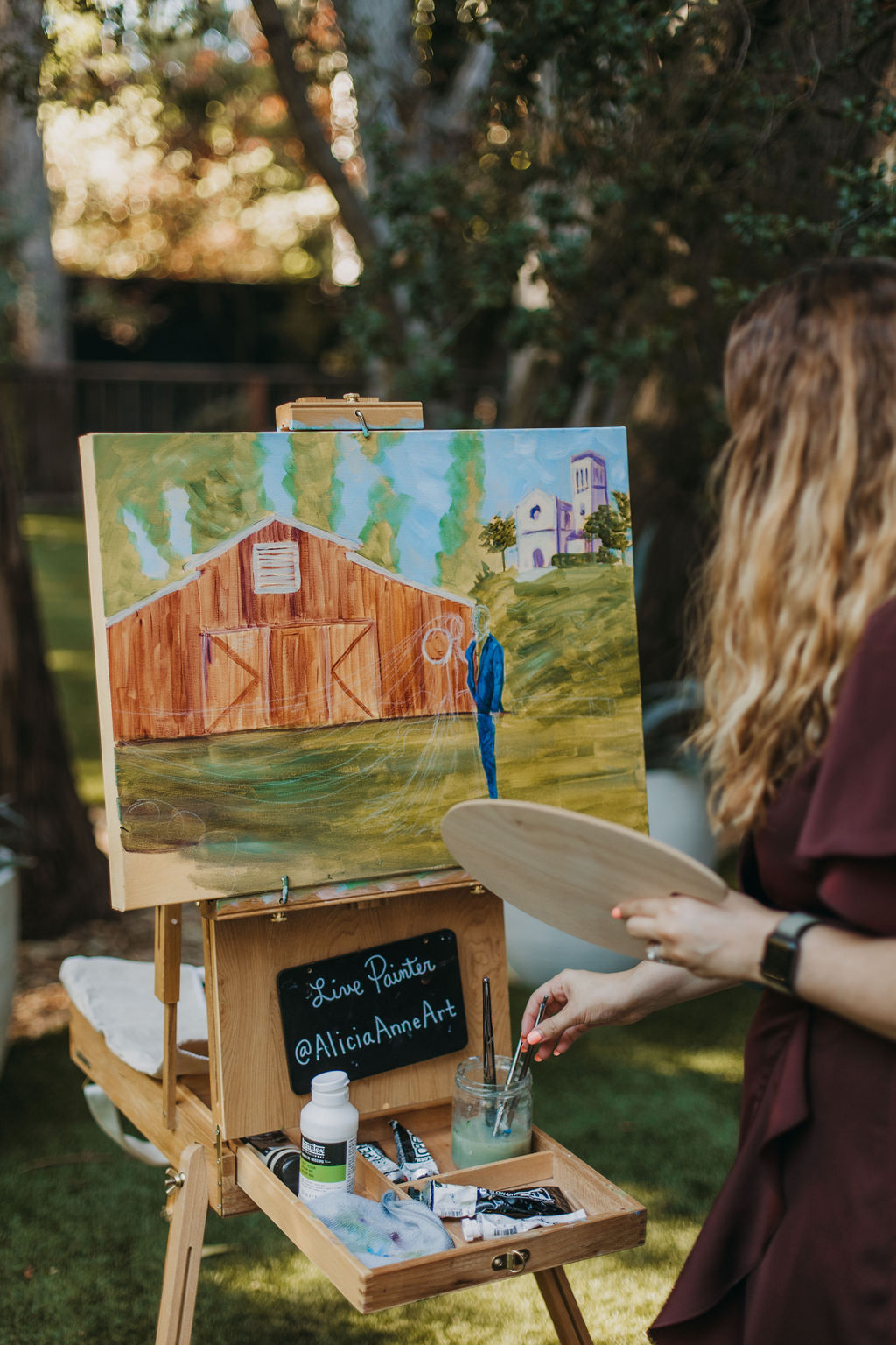 live artist painting wedding ceremony and reception 