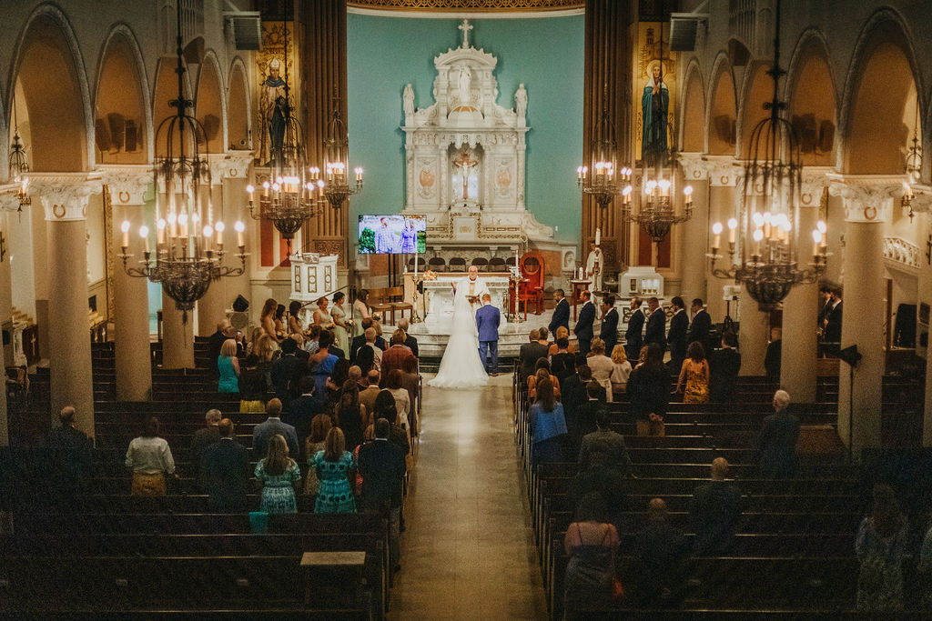 catholic wedding ceremony at Saint Monica Catholic Church