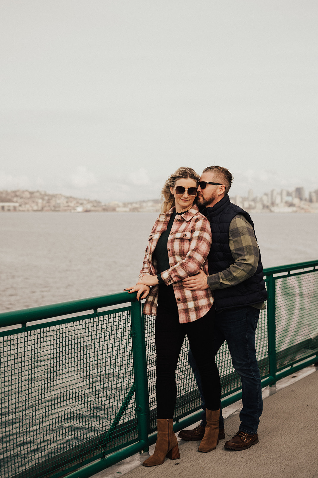 PNW fall engagement photo by the water