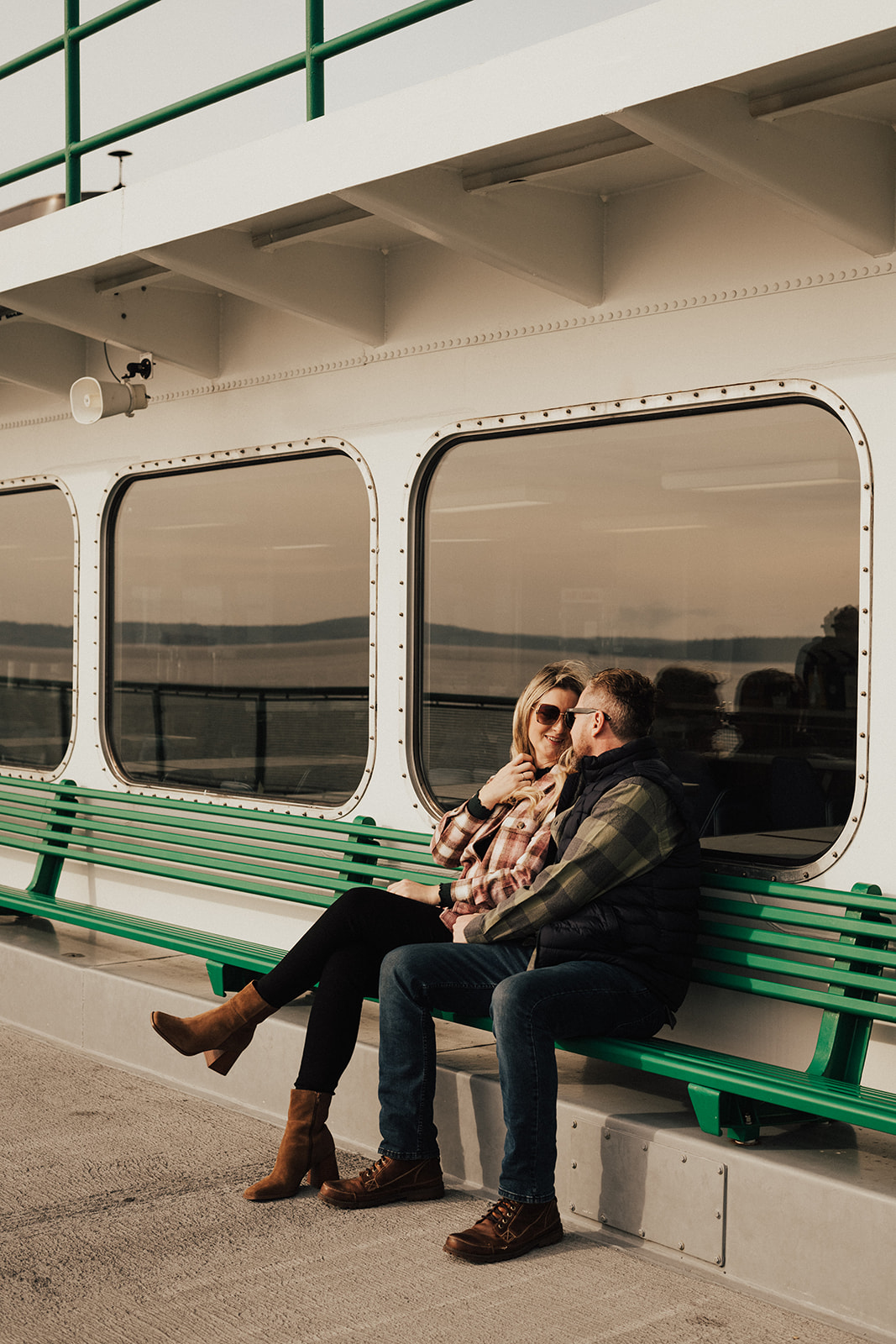 engagement photo on Seattle ferry