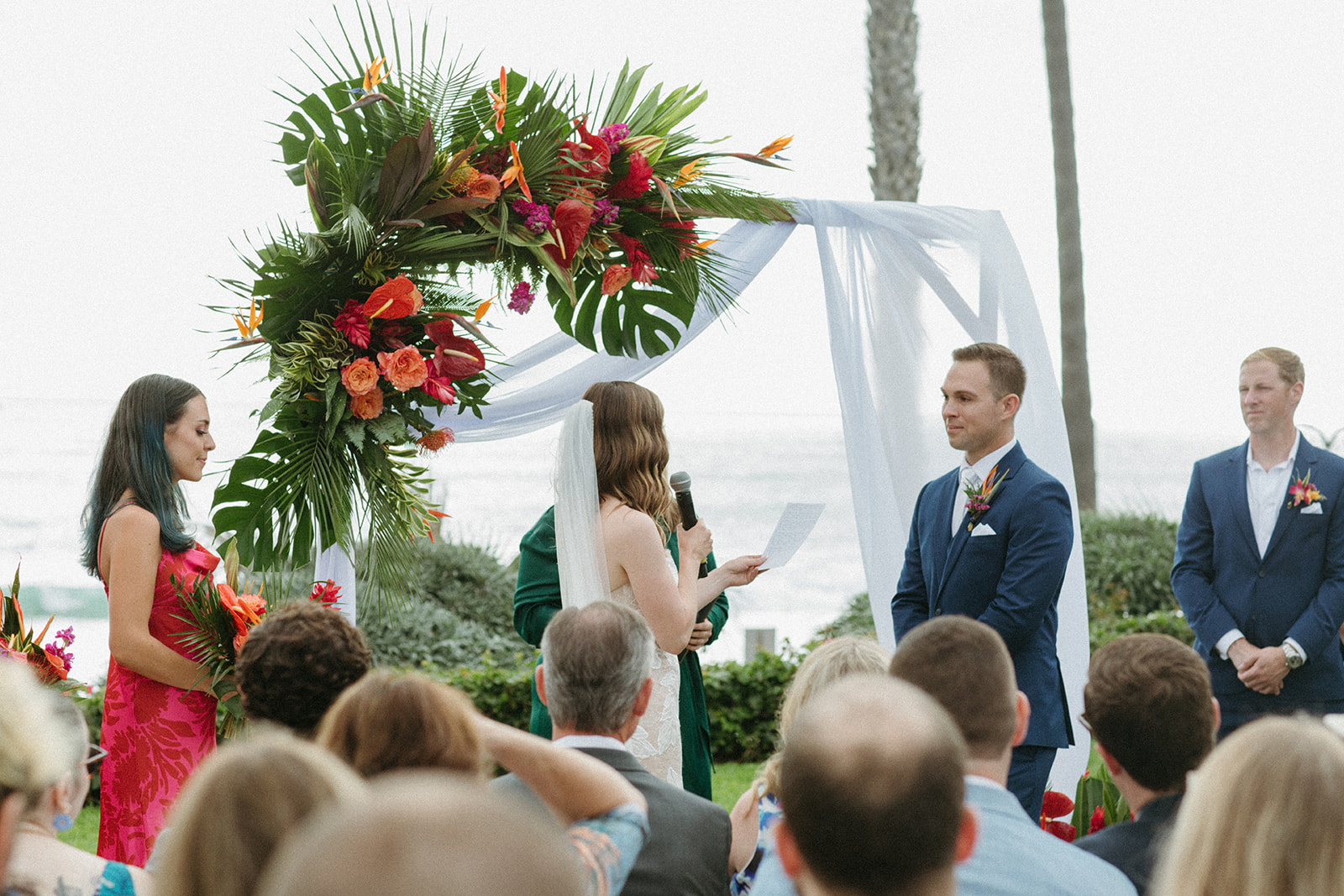 tropical wedding ceremony at Ole Hanson Beach Club