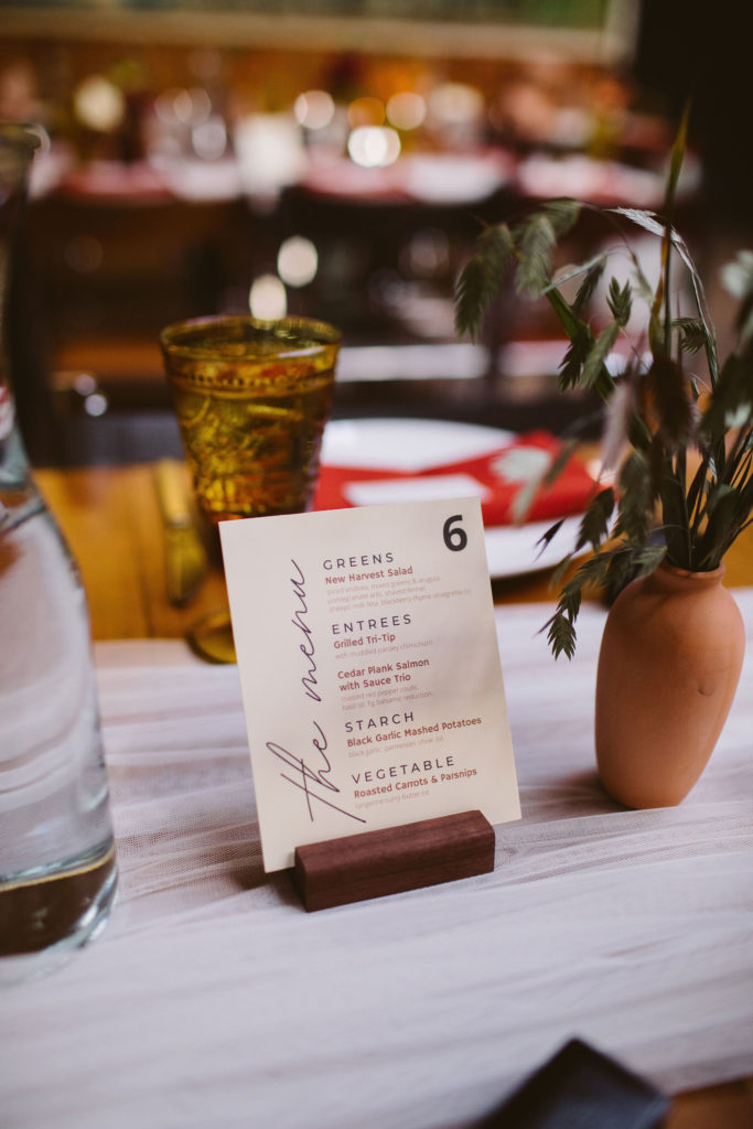 modern table number with menu 